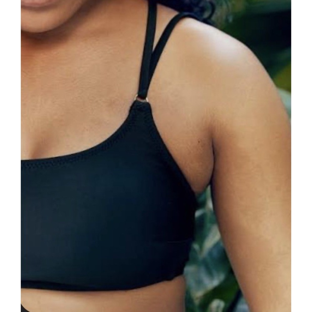 O'rageous Black Bandeau Bikini Top XL one shoulder Padded NWOT